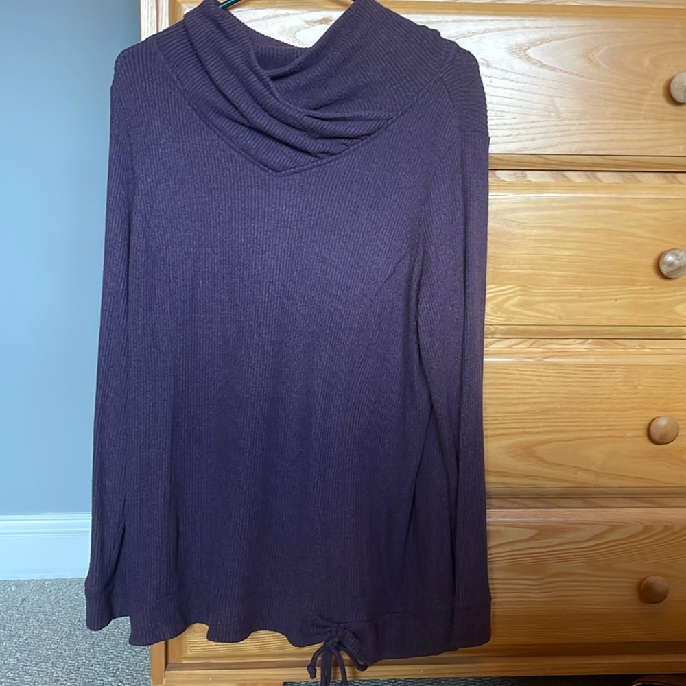 Purple Cowl Neck Sweater with Tie